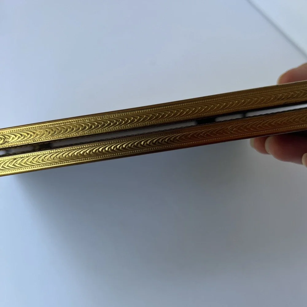 VTG Gold Tone Brass Bi Fold Double Hinged Picture Frame Holds Two 8x10 Photos